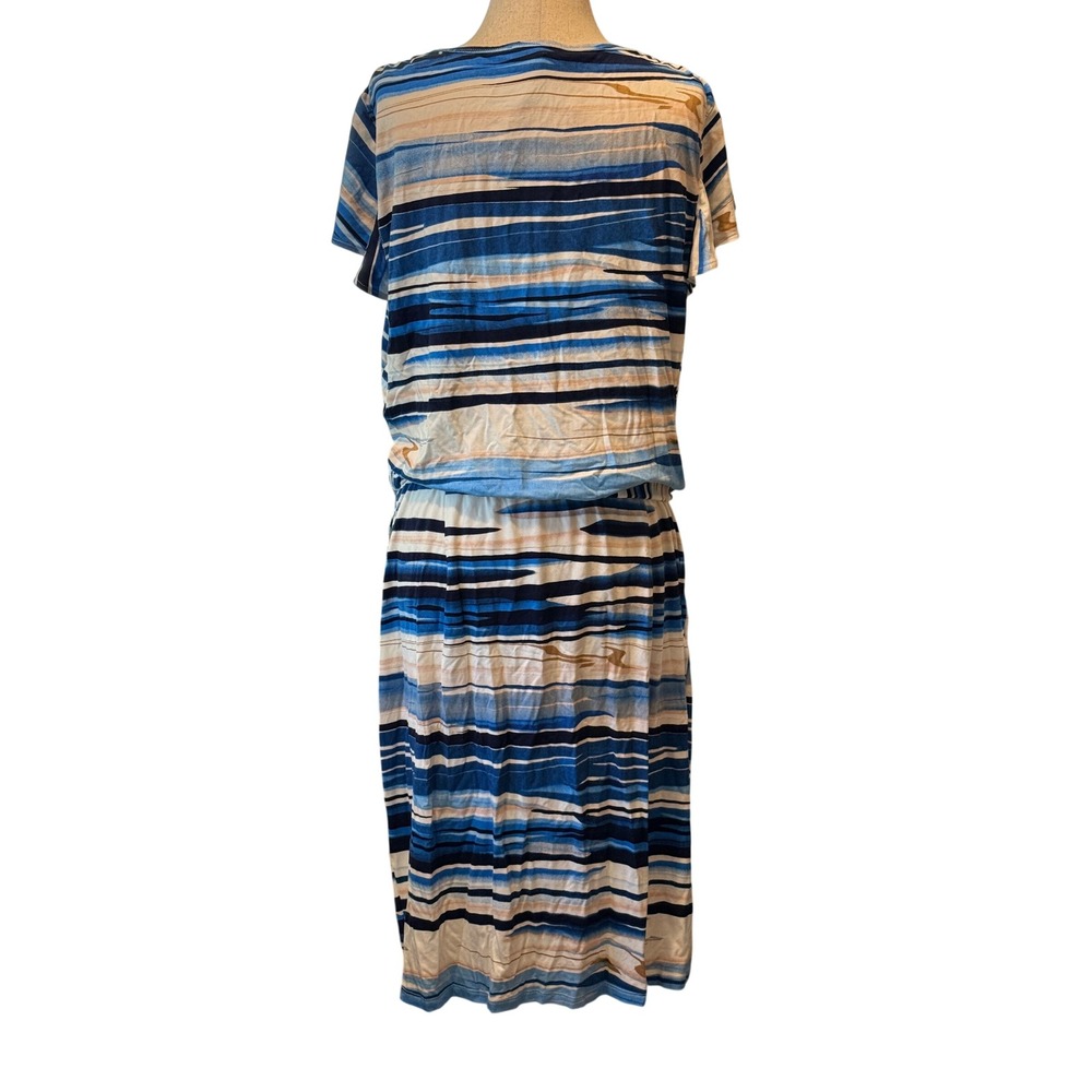 White House Black Market Flutter Sleeve Sneaker Dress Blue Striped XL 570367115 - Picture 3 of 8